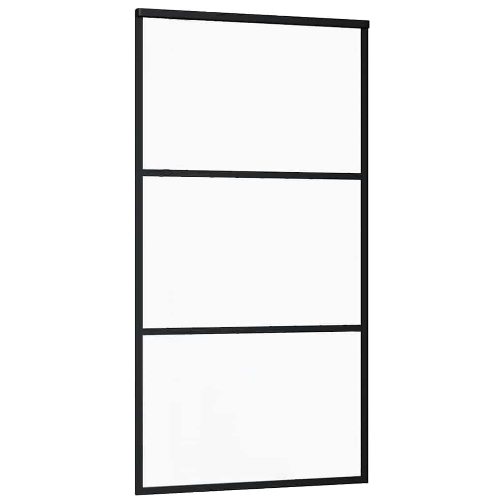 skydedør 102x205 cm sikkerhedsglas og aluminium  sort