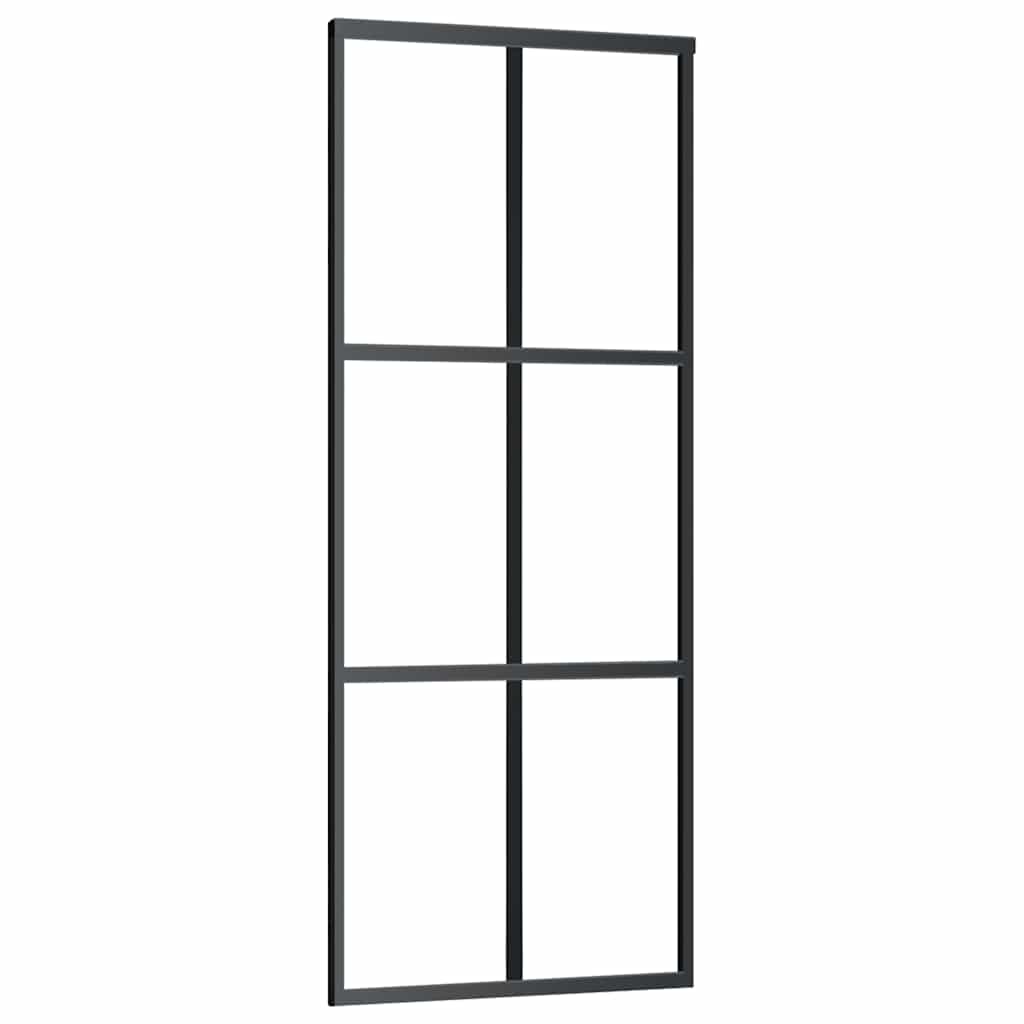 skydedør 76x205 cm sikkerhedsglas og aluminium sort