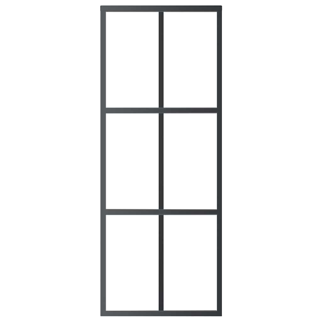 skydedør 76x205 cm sikkerhedsglas og aluminium sort