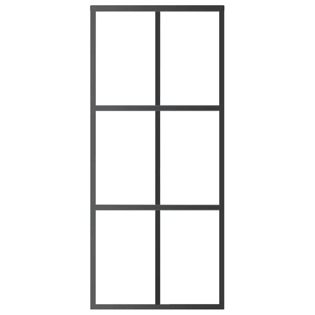skydedør 90x205 cm sikkerhedsglas og aluminium sort