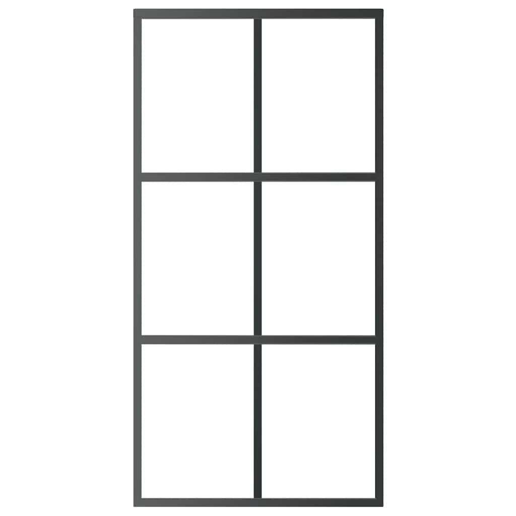 skydedør 102x205 cm sikkerhedsglas og aluminium  sort