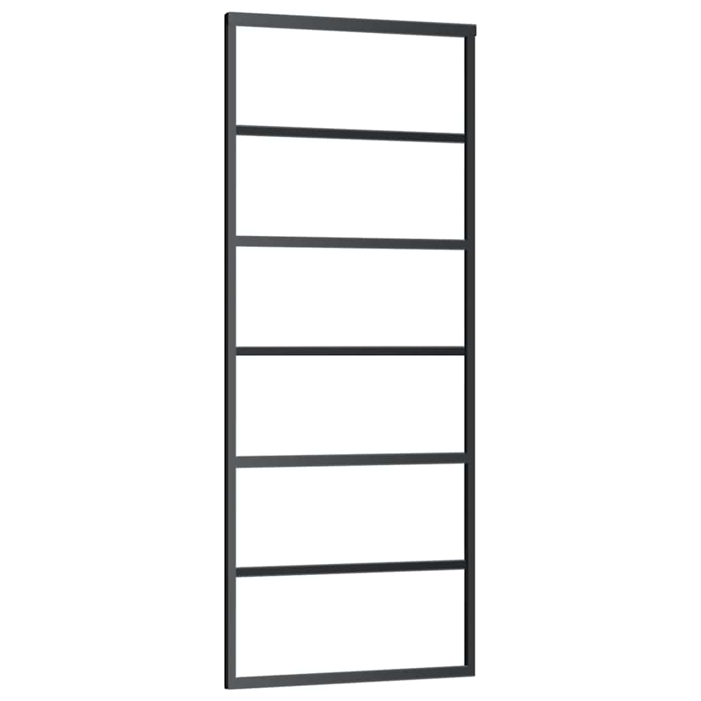 skydedør 76x205 cm sikkerhedsglas og aluminium sort