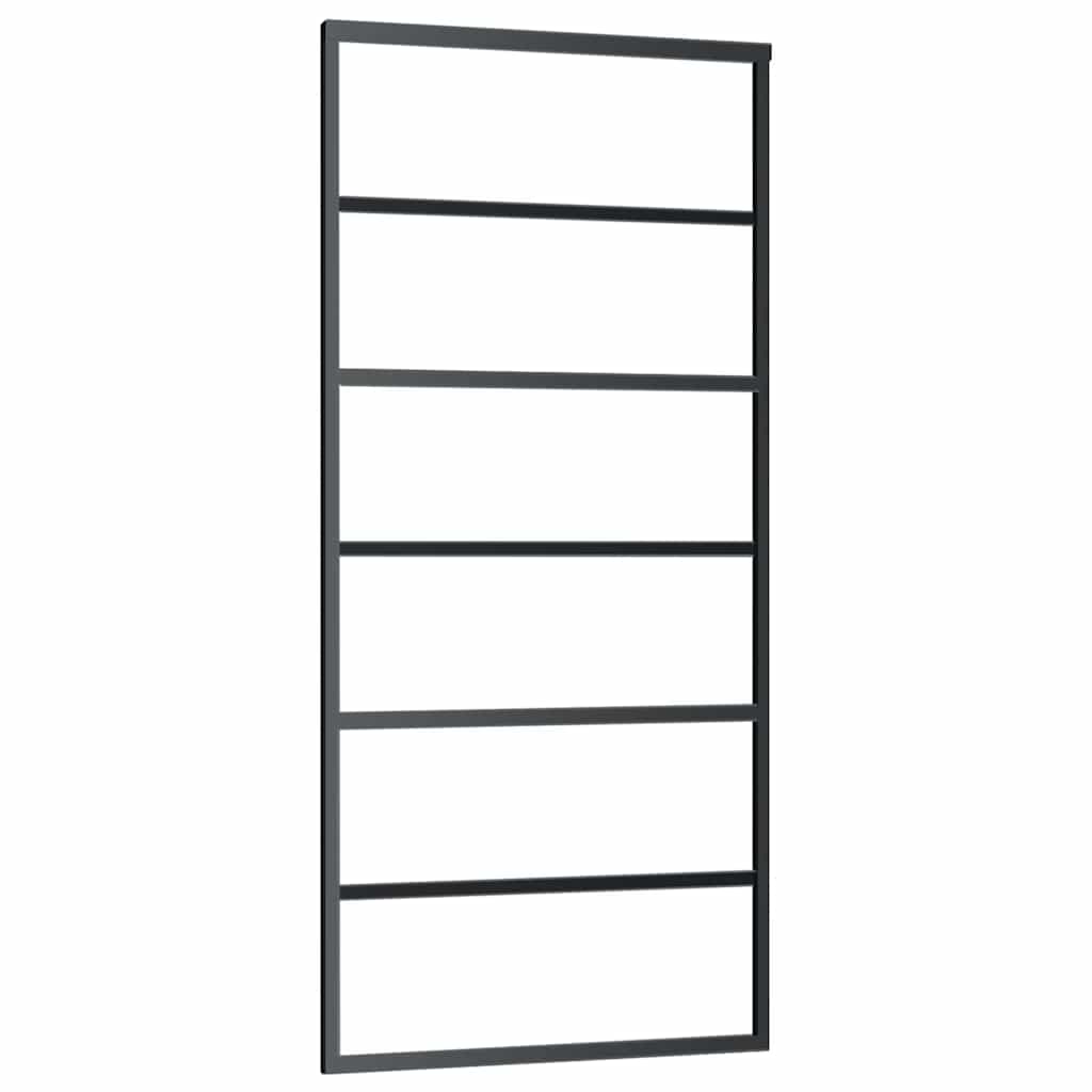 skydedør 90x205 cm sikkerhedsglas og aluminium sort