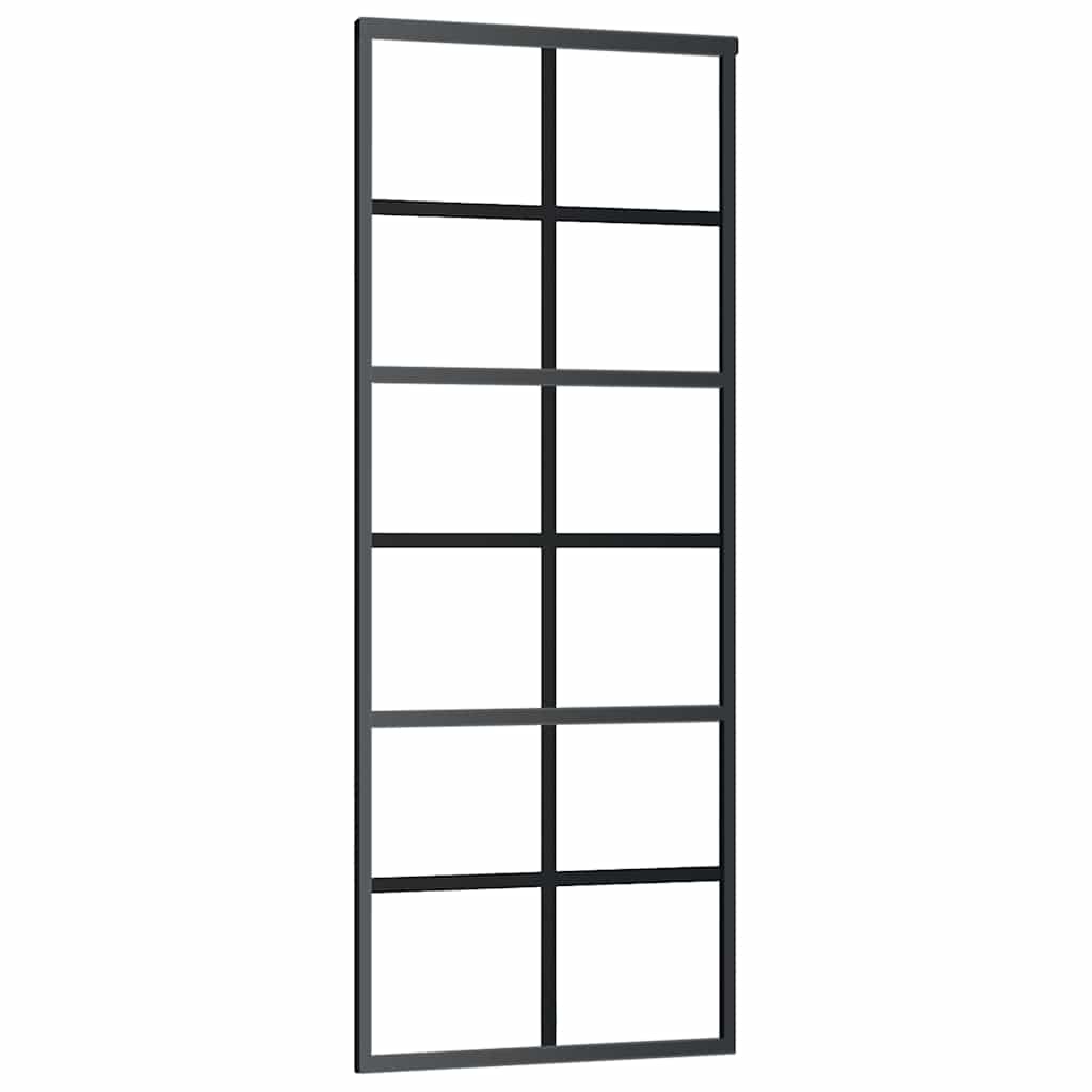 skydedør 76x205 cm sikkerhedsglas og aluminium sort