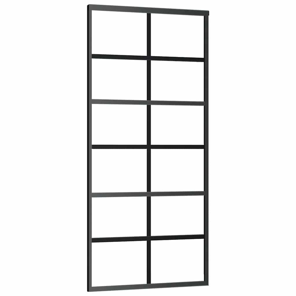 skydedør 90x205 cm sikkerhedsglas og aluminium sort