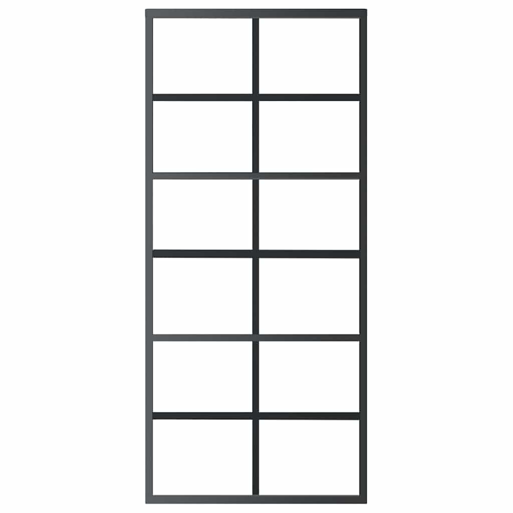 skydedør 90x205 cm sikkerhedsglas og aluminium sort