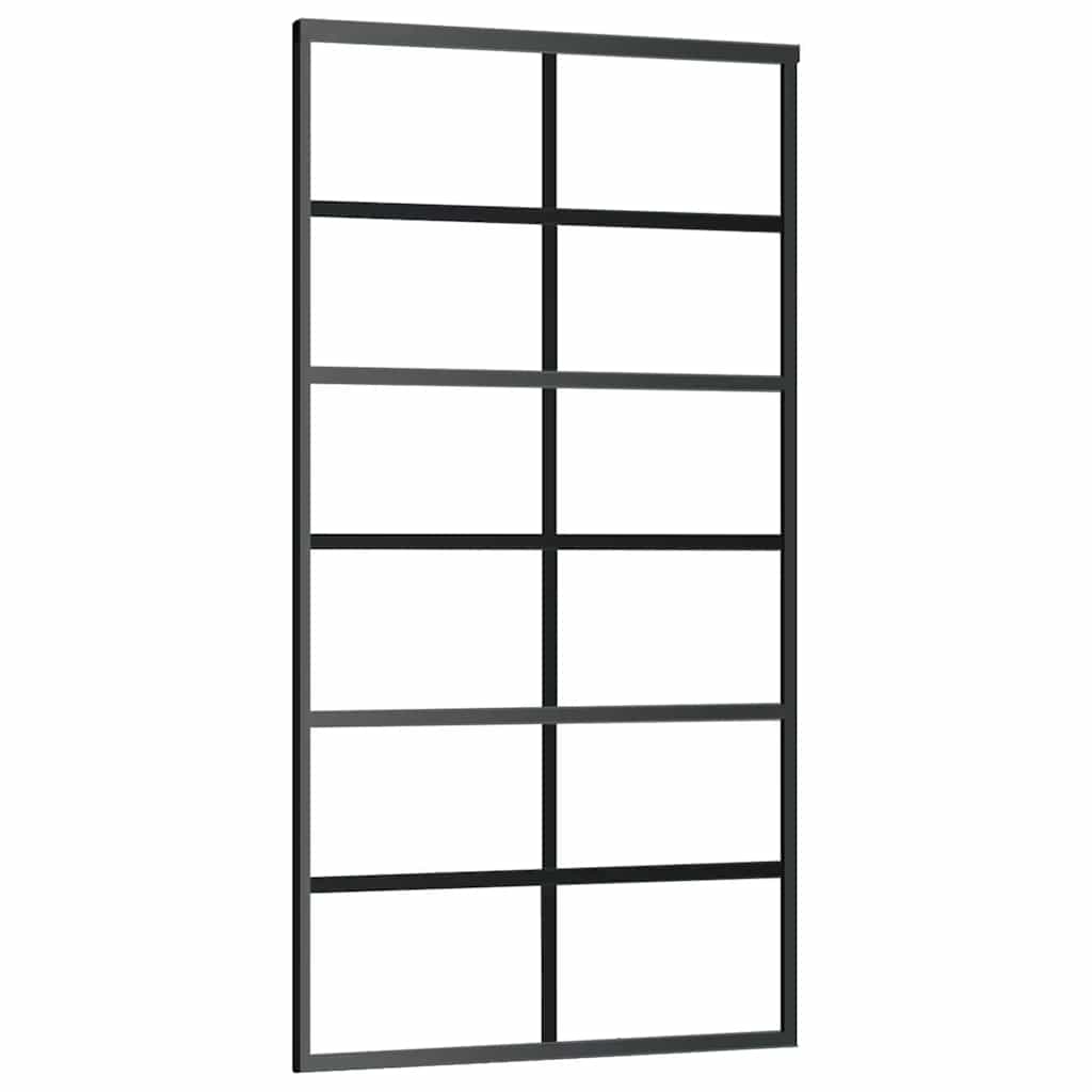 skydedør 102x205 cm sikkerhedsglas og aluminium  sort