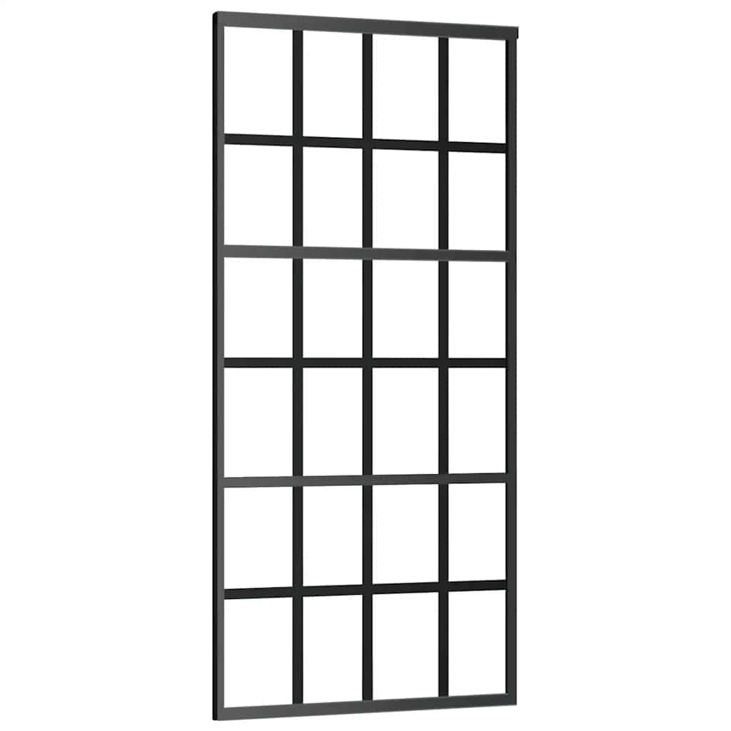 skydedør 90x205 cm sikkerhedsglas og aluminium sort