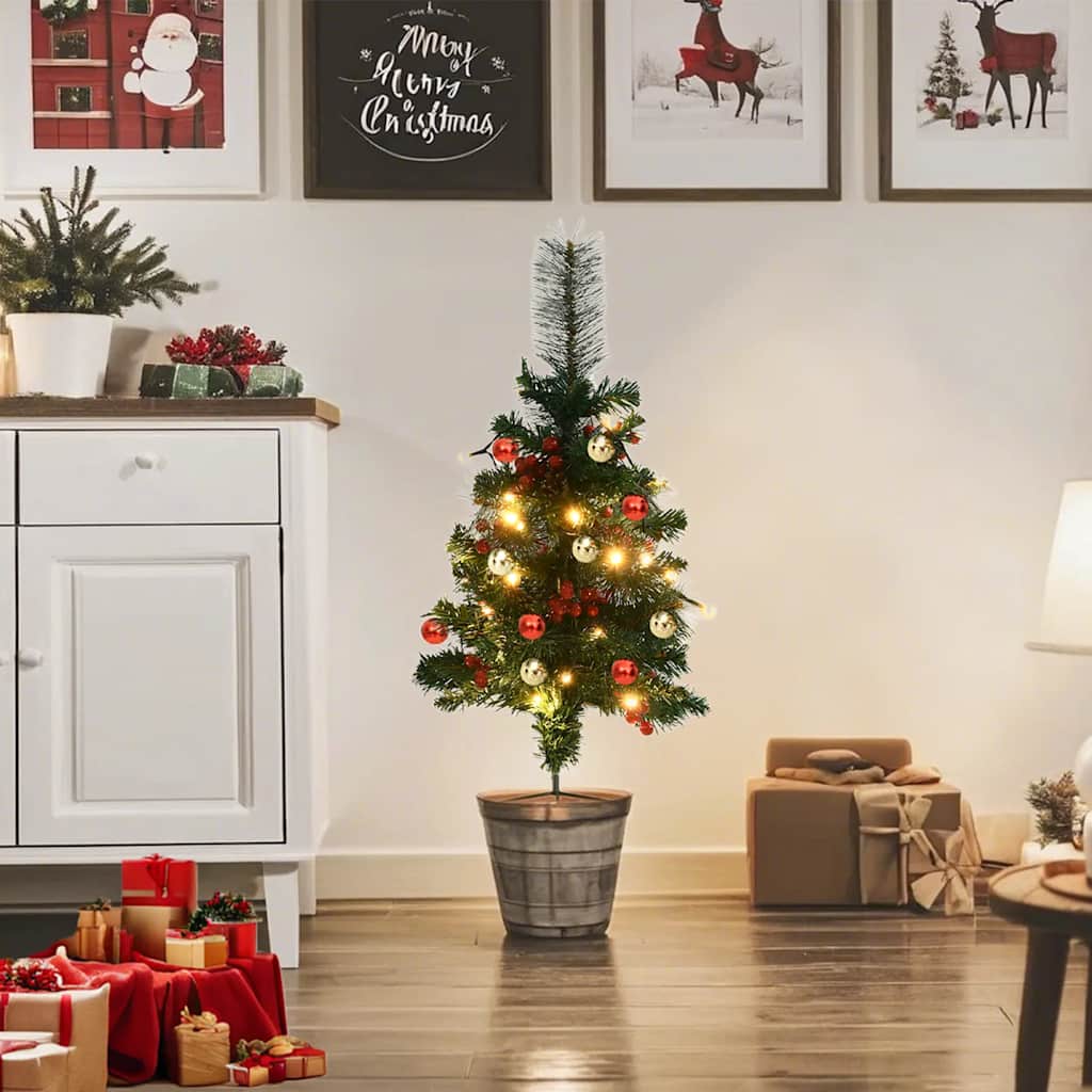 kunstige juletræer med lys 2 stk. til havesti 76 cm PVC