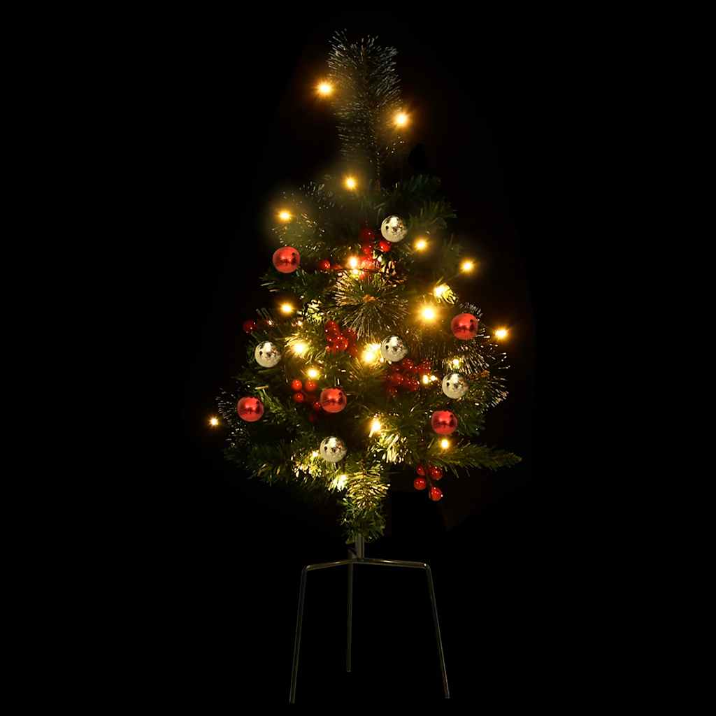 kunstige juletræer med lys 2 stk. til havesti 76 cm PVC