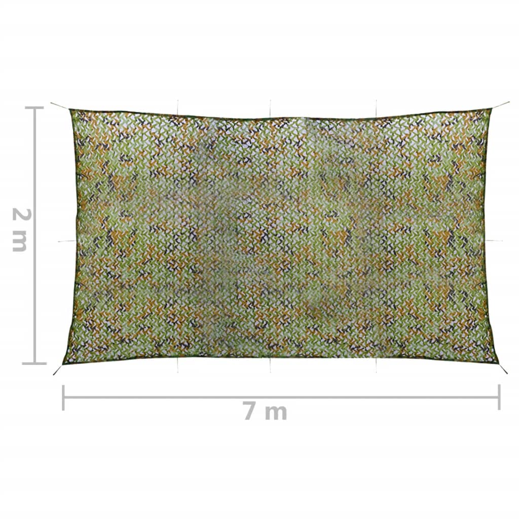 camouflagenet med opbevaringstaske 2x7 m grøn