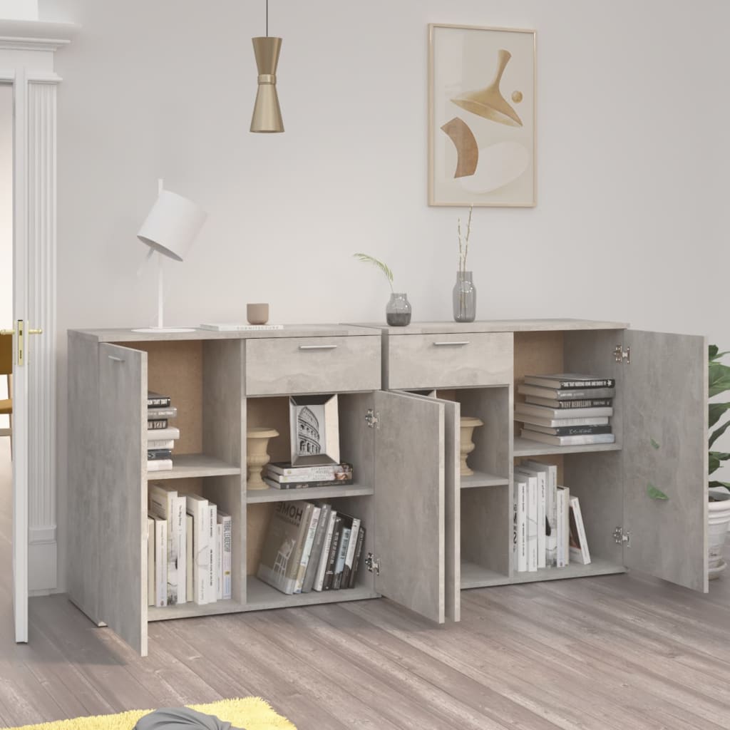 skænk 160x36x75 cm konstrueret træ betongrå