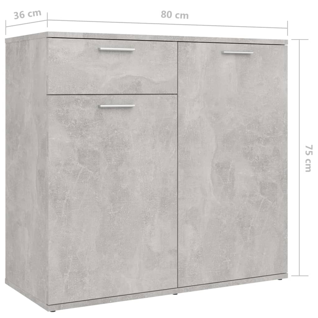 skænk 160x36x75 cm konstrueret træ betongrå