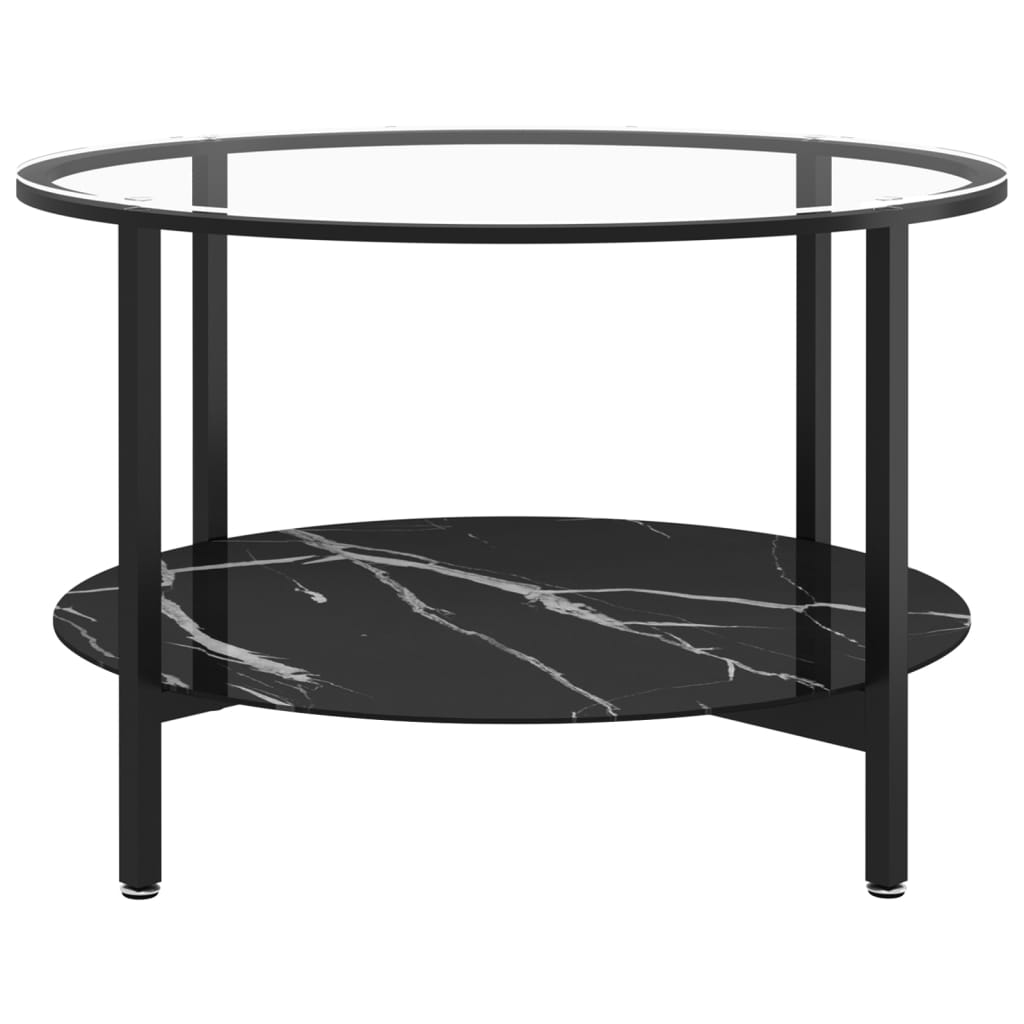 stuebord 70 cm hærdet glas marmoreffekt sort