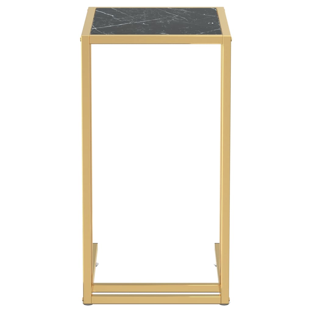 sidebord 50x35x65 cm hærdet glas sort marmor