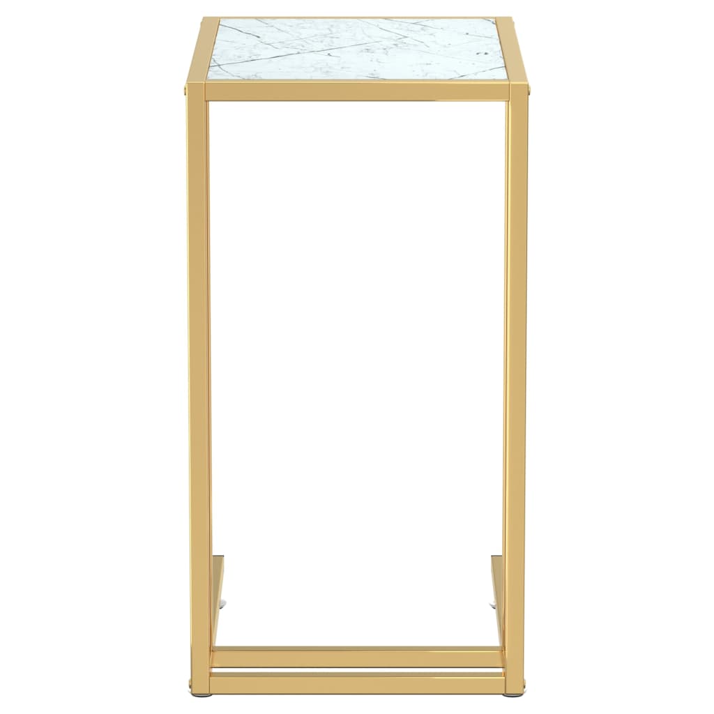 sidebord 50x35x65 cm hærdet glas hvid marmor