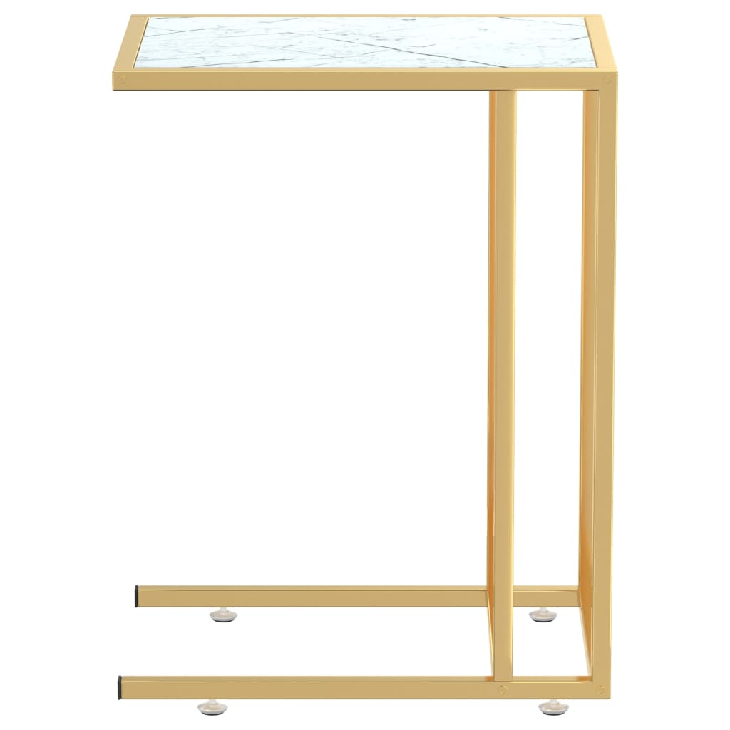 sidebord 50x35x65 cm hærdet glas hvid marmor