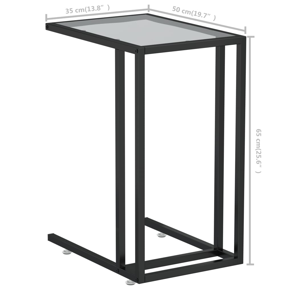 sidebord 50x35x65 cm hærdet glas transparent