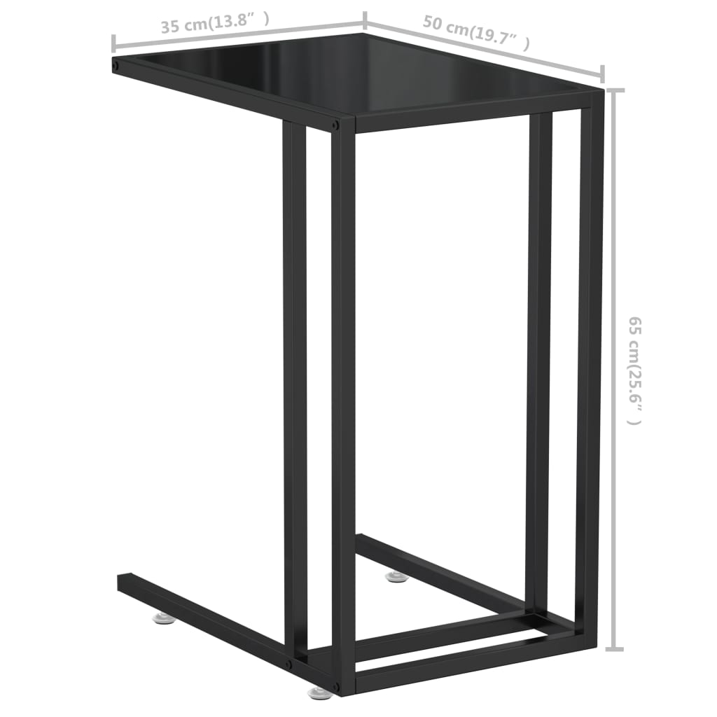 sidebord 50x35x65 cm hærdet glas sort