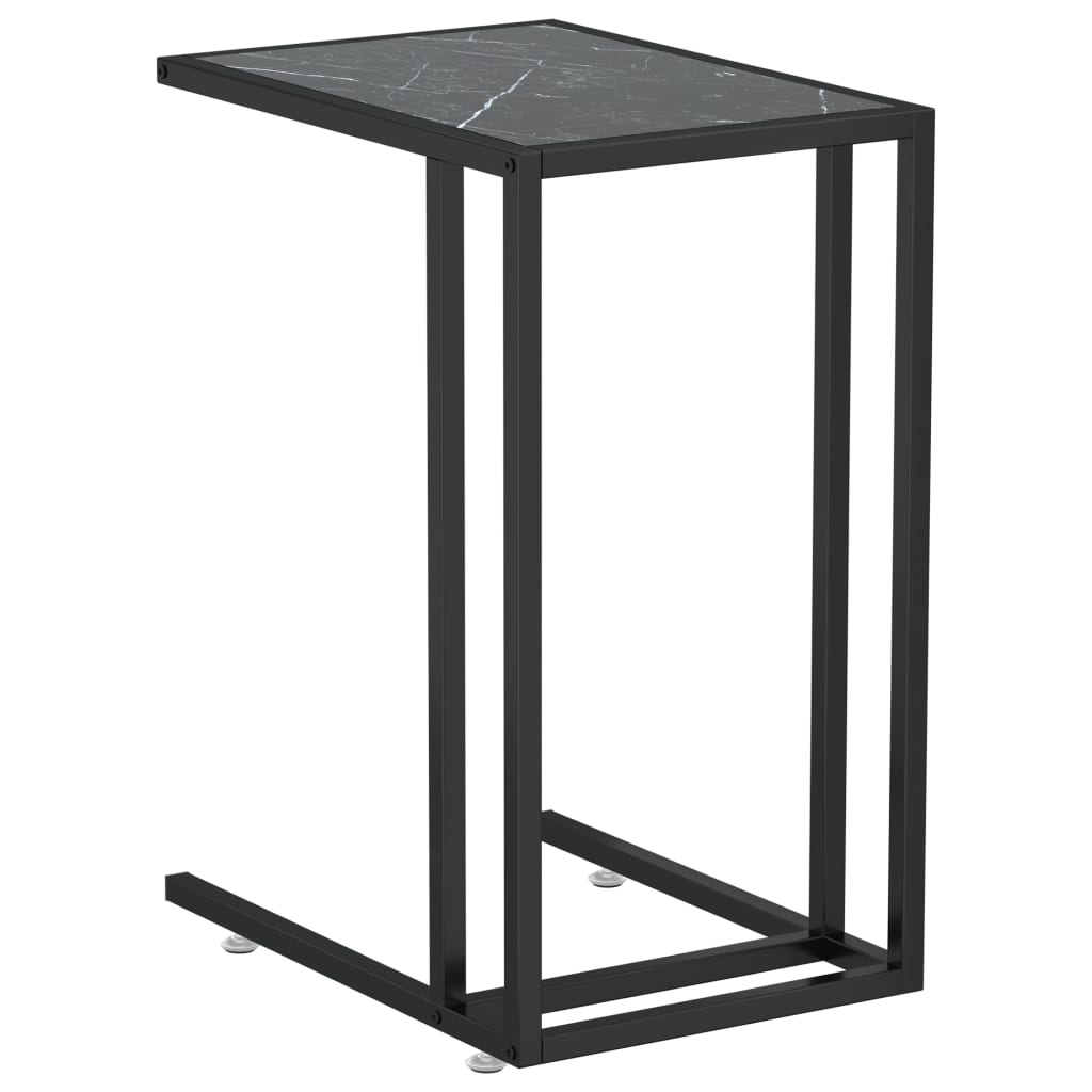 sidebord 50x35x65 cm hærdet glas sort marmor