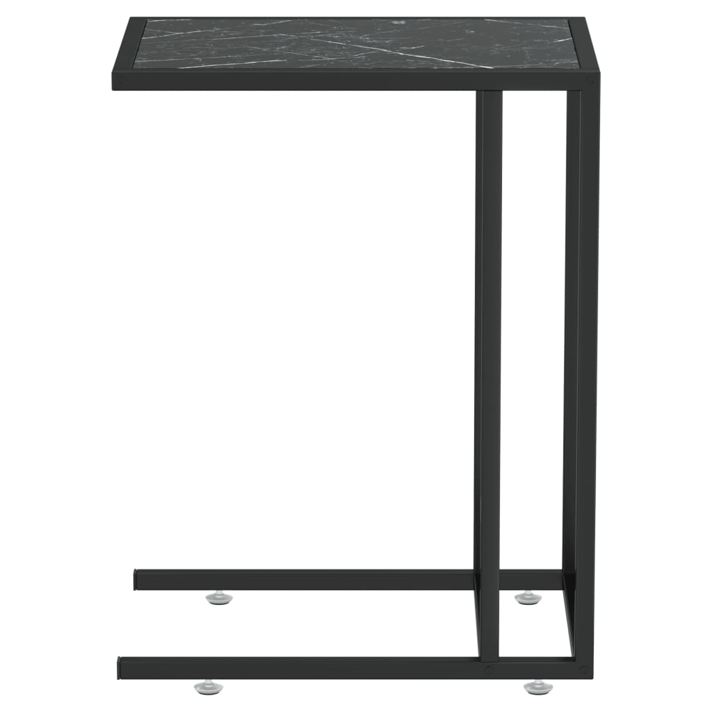sidebord 50x35x65 cm hærdet glas sort marmor