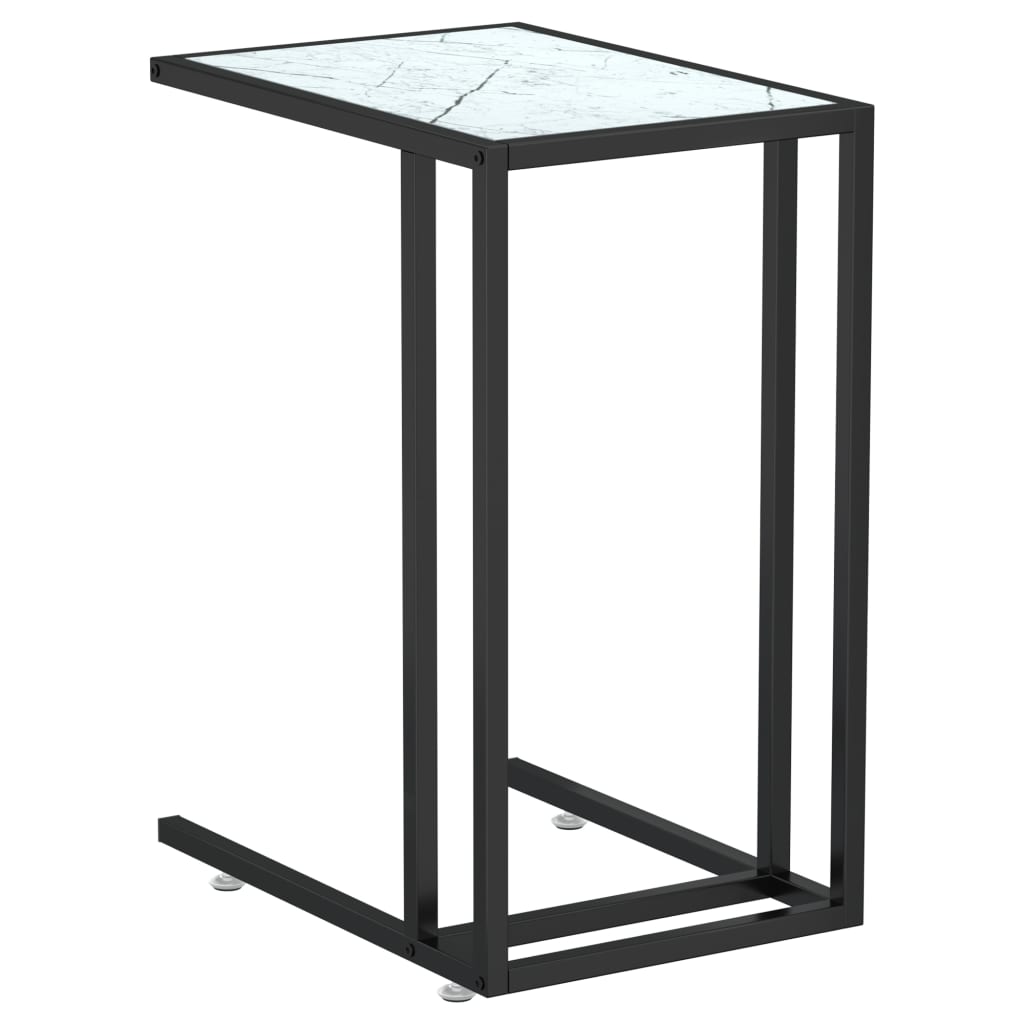 sidebord 50x35x65 cm hærdet glas hvid marmor