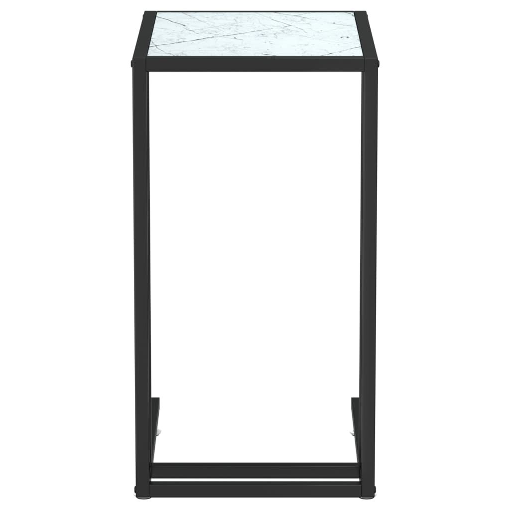 sidebord 50x35x65 cm hærdet glas hvid marmor
