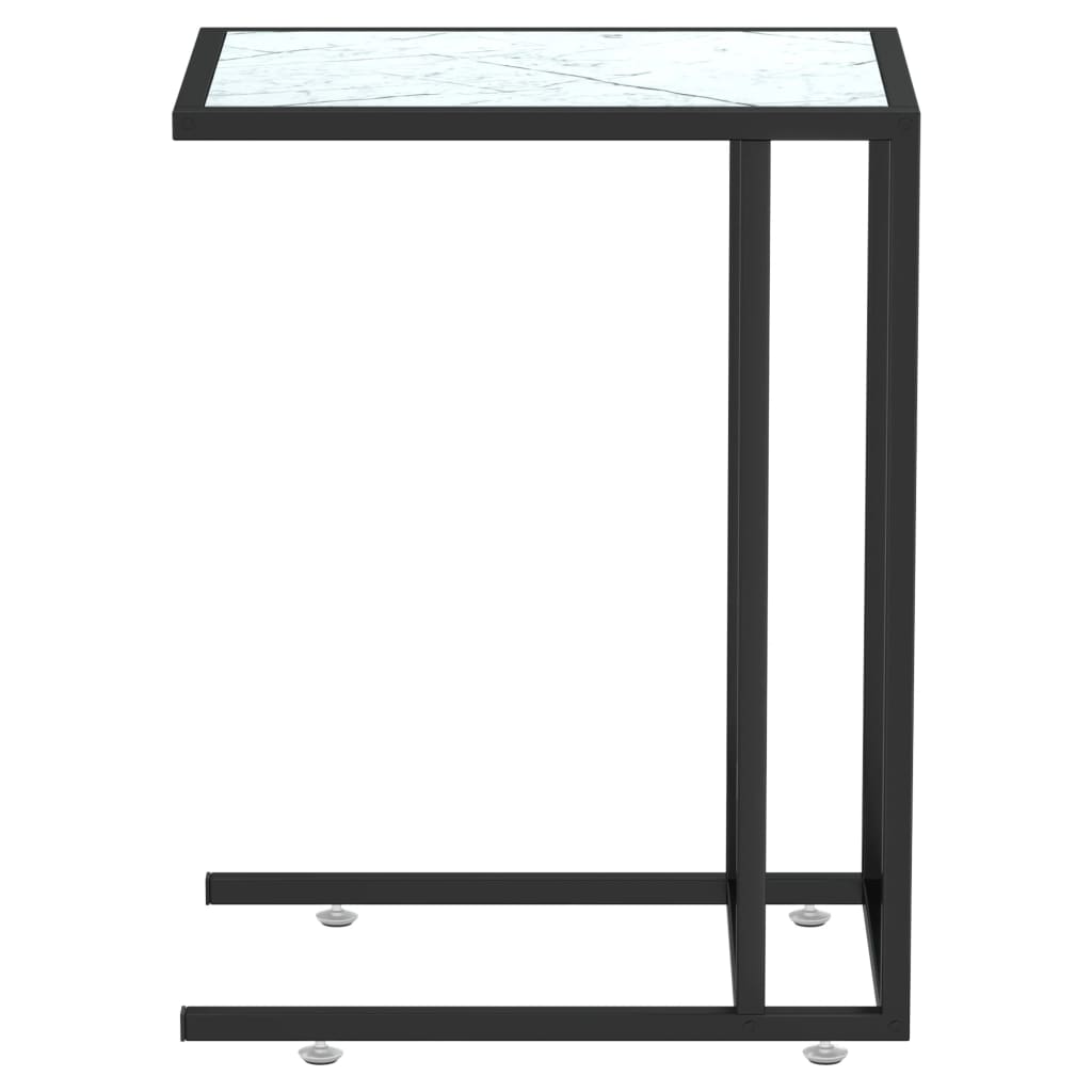 sidebord 50x35x65 cm hærdet glas hvid marmor