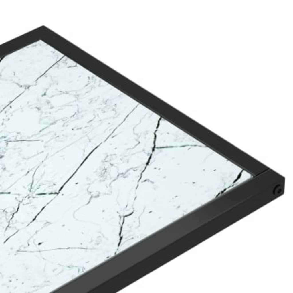 sidebord 50x35x65 cm hærdet glas hvid marmor