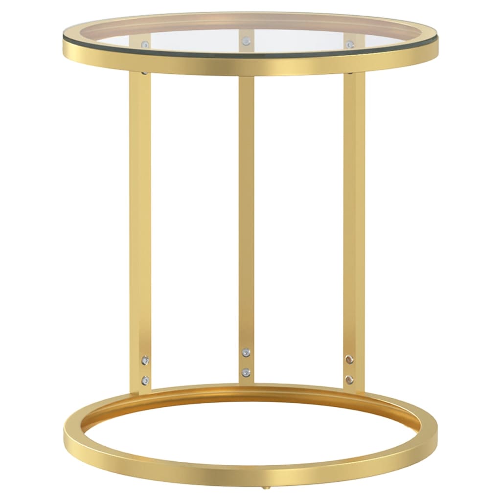 sidebord 45 cm hærdet glas guldfarvet og transparent