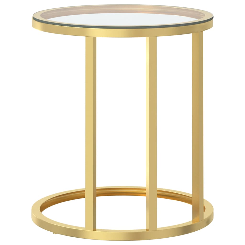 sidebord 45 cm hærdet glas guldfarvet og transparent
