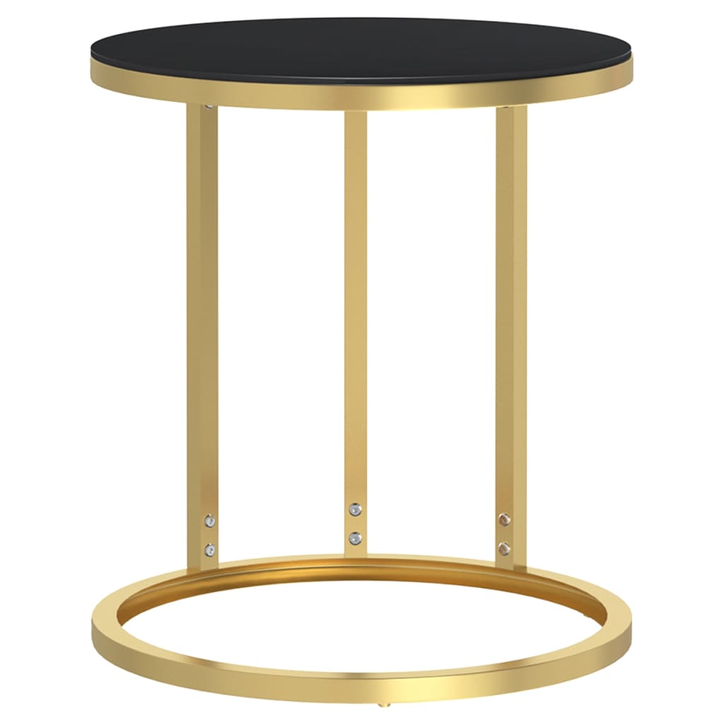 sidebord 45 cm hærdet glas guldfarvet og sort