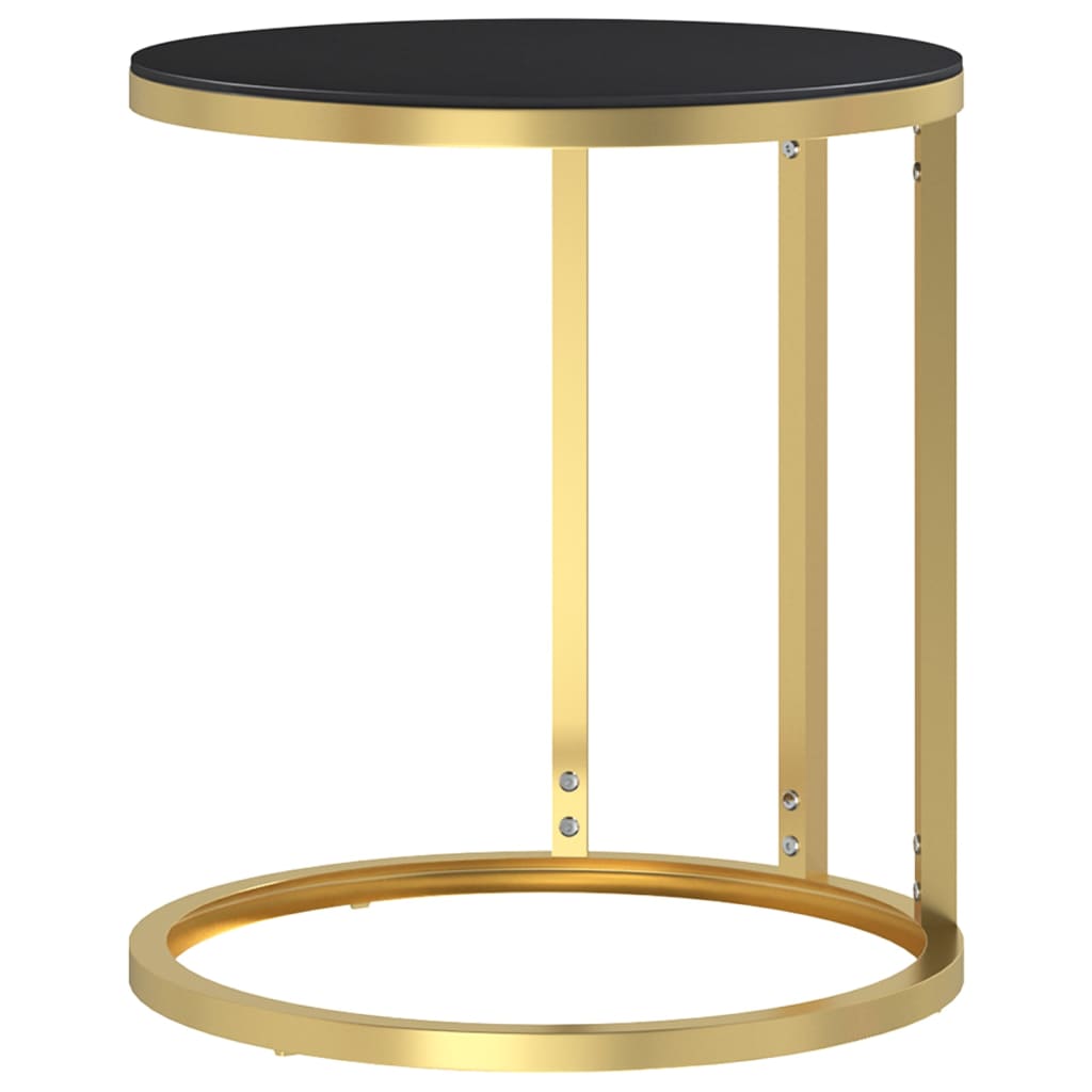 sidebord 45 cm hærdet glas guldfarvet og sort