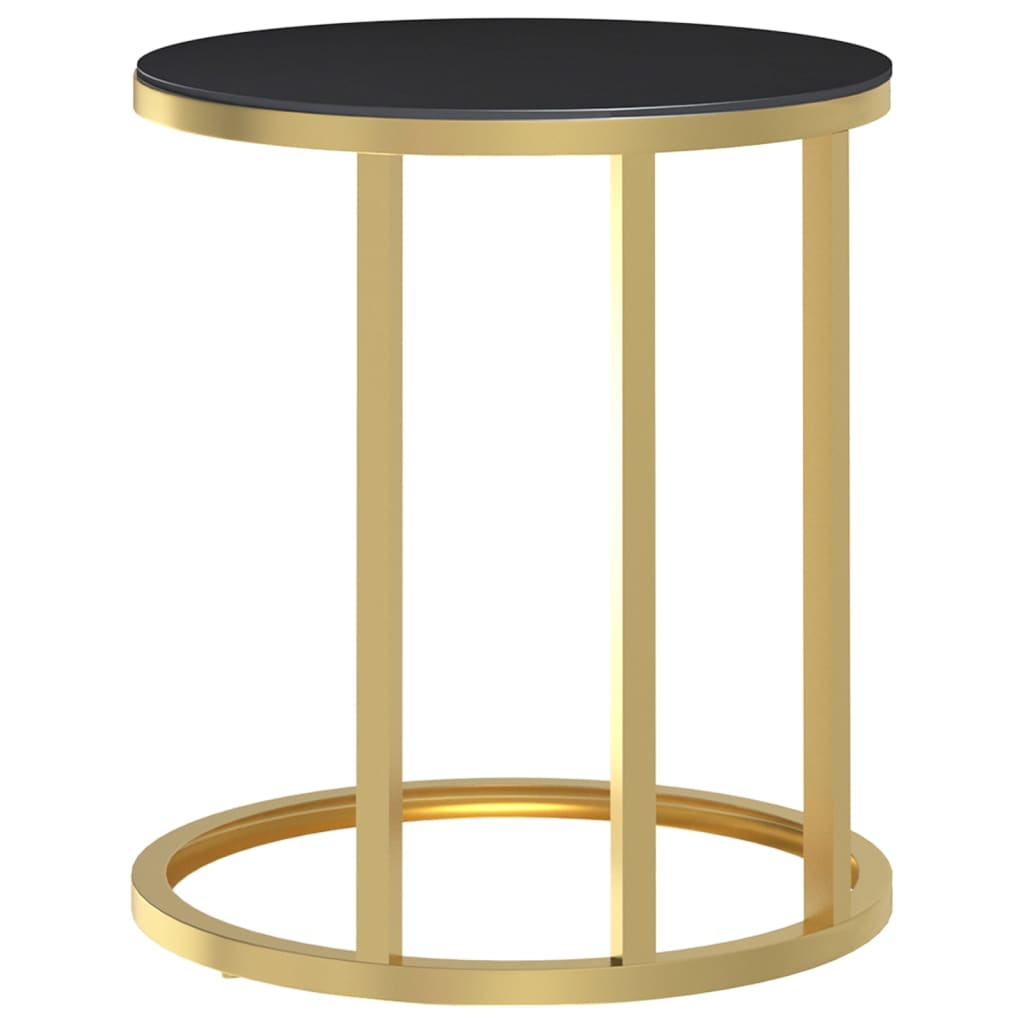 sidebord 45 cm hærdet glas guldfarvet og sort