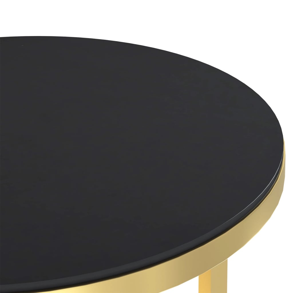 sidebord 45 cm hærdet glas guldfarvet og sort