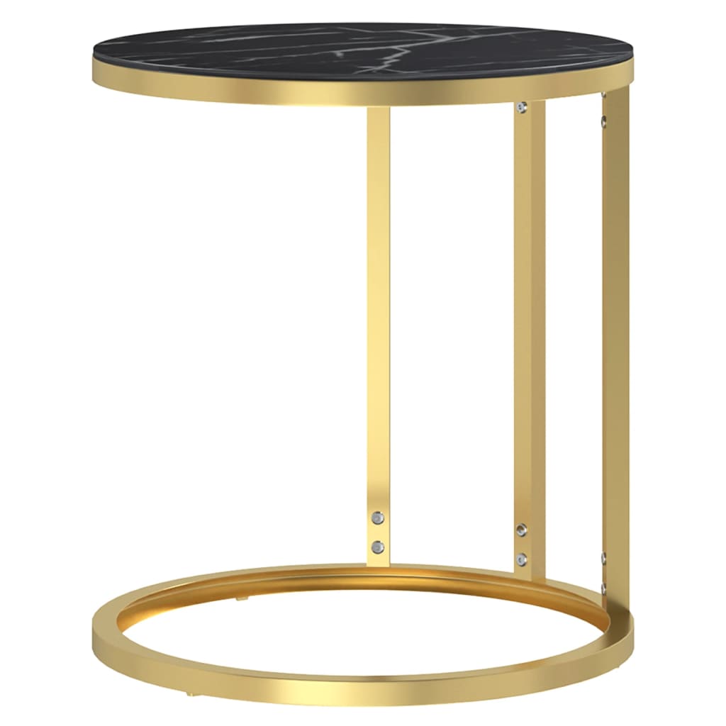 sidebord 45 cm hærdet glas guldfarvet og sort marmor