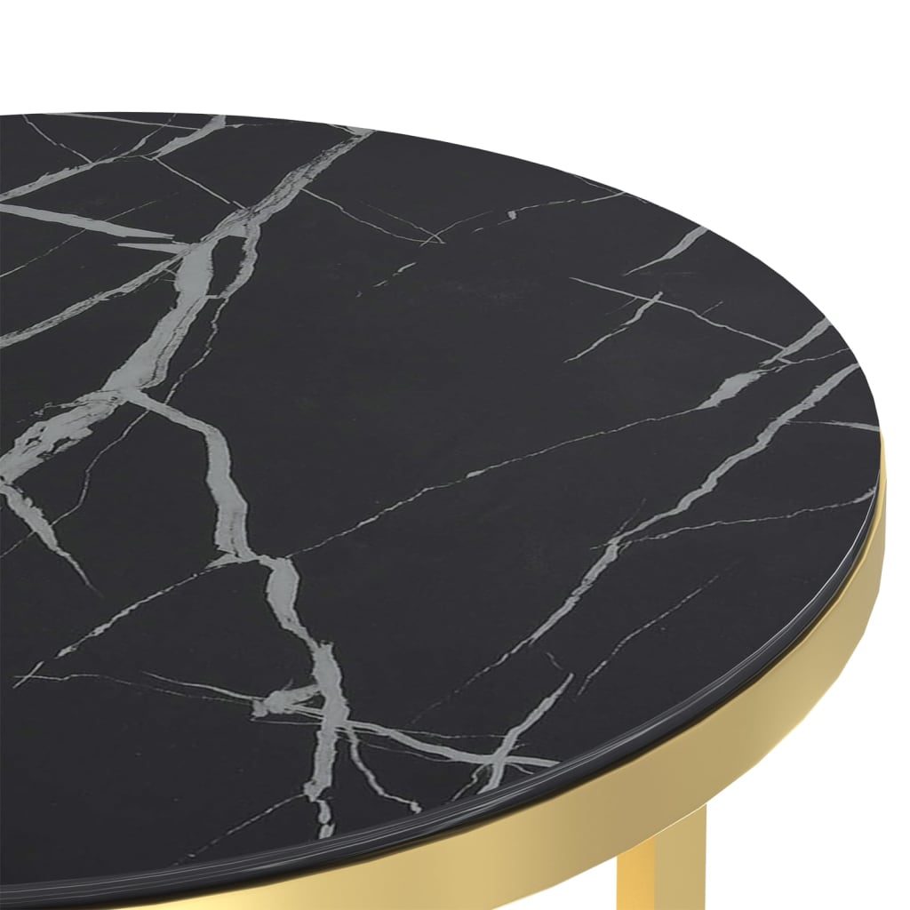sidebord 45 cm hærdet glas guldfarvet og sort marmor