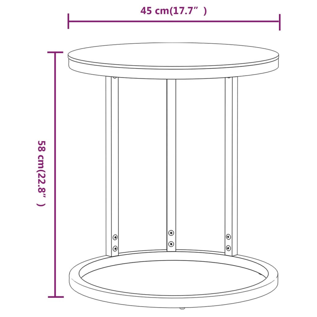 sidebord 45 cm hærdet glas guldfarvet og hvid marmoreffekt