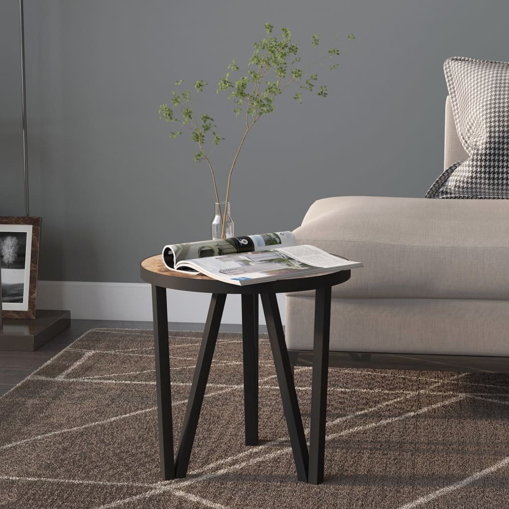 sidebord Ø35 cm MDF sort og gul