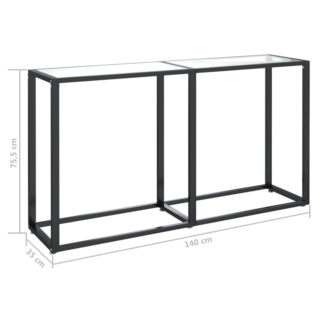konsolbord 140x35x75,5 cm hærdet glas transparent