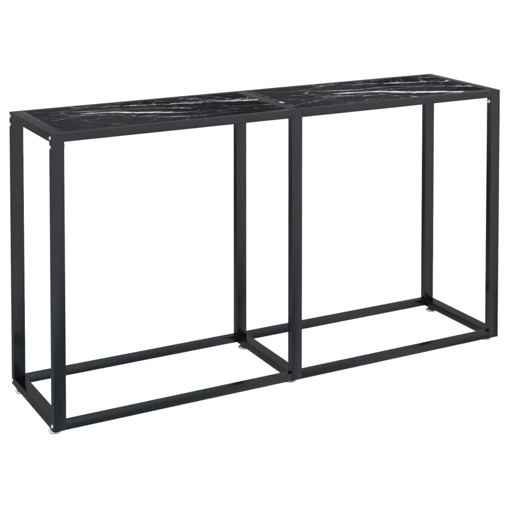 konsolbord 140x35x75,5 cm hærdet glas sort marmor
