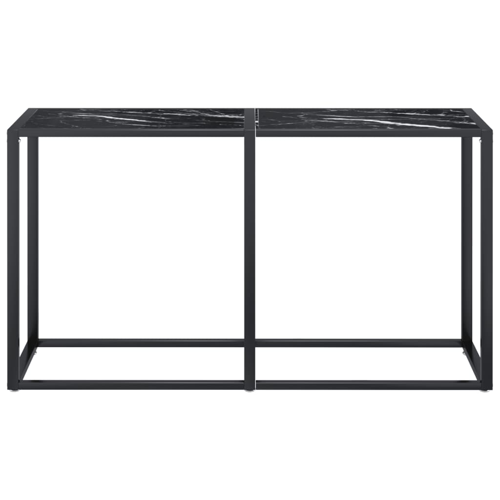 konsolbord 140x35x75,5 cm hærdet glas sort marmor