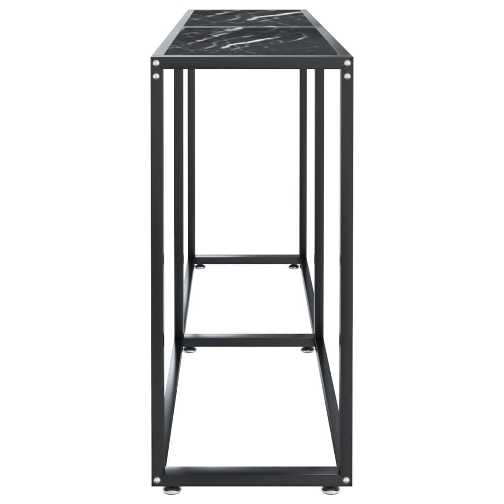 konsolbord 140x35x75,5 cm hærdet glas sort marmor