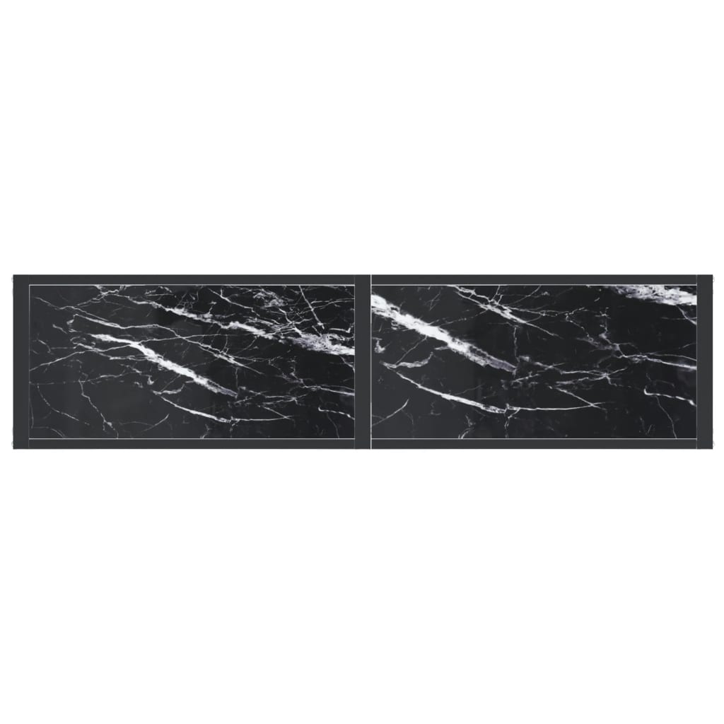 konsolbord 140x35x75,5 cm hærdet glas sort marmor