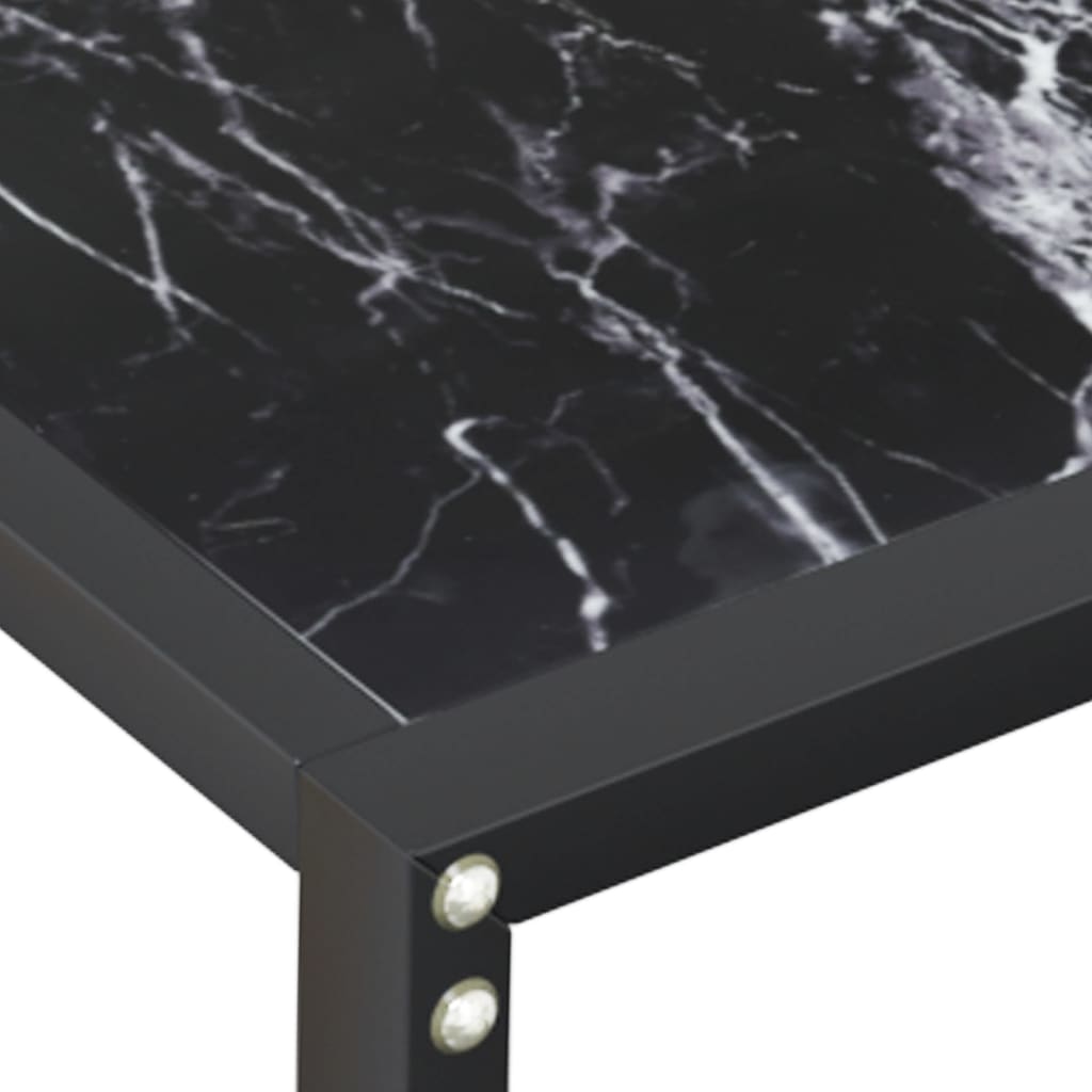 konsolbord 140x35x75,5 cm hærdet glas sort marmor