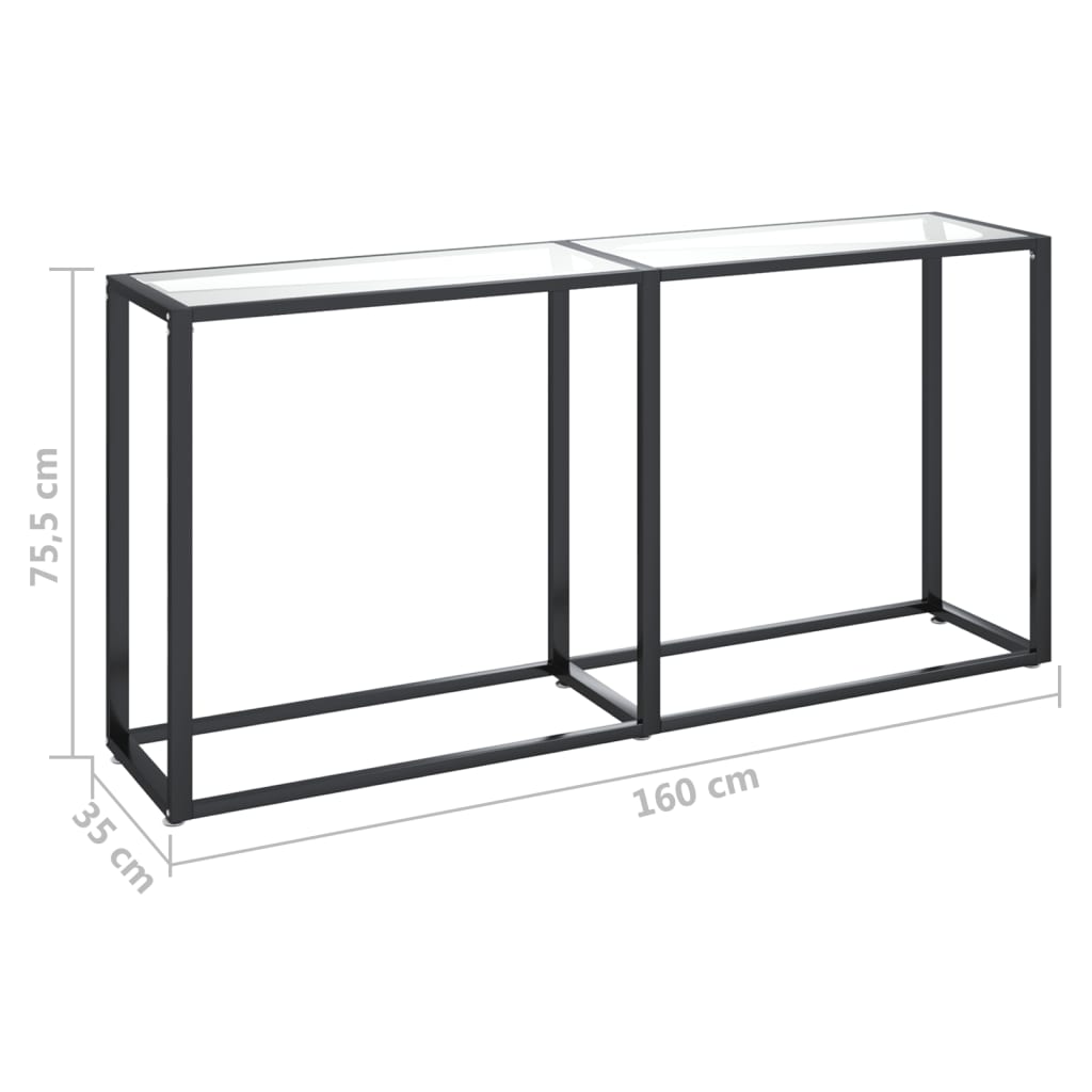 konsolbord 160x35x75,5 cm hærdet glas transparent