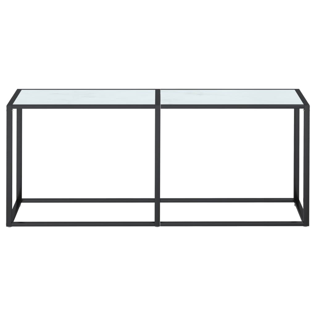 konsolbord 180x35x75,5 cm hærdet glas hvid marmor