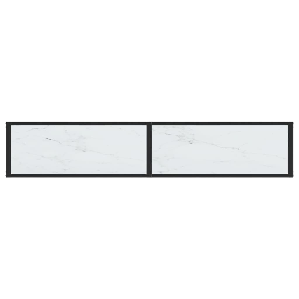 konsolbord 180x35x75,5 cm hærdet glas hvid marmor