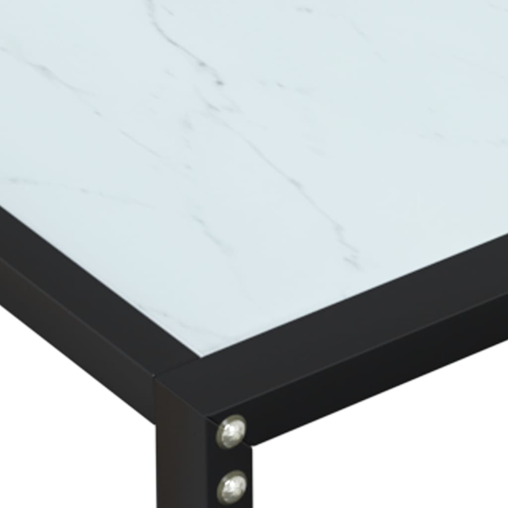 konsolbord 180x35x75,5 cm hærdet glas hvid marmor