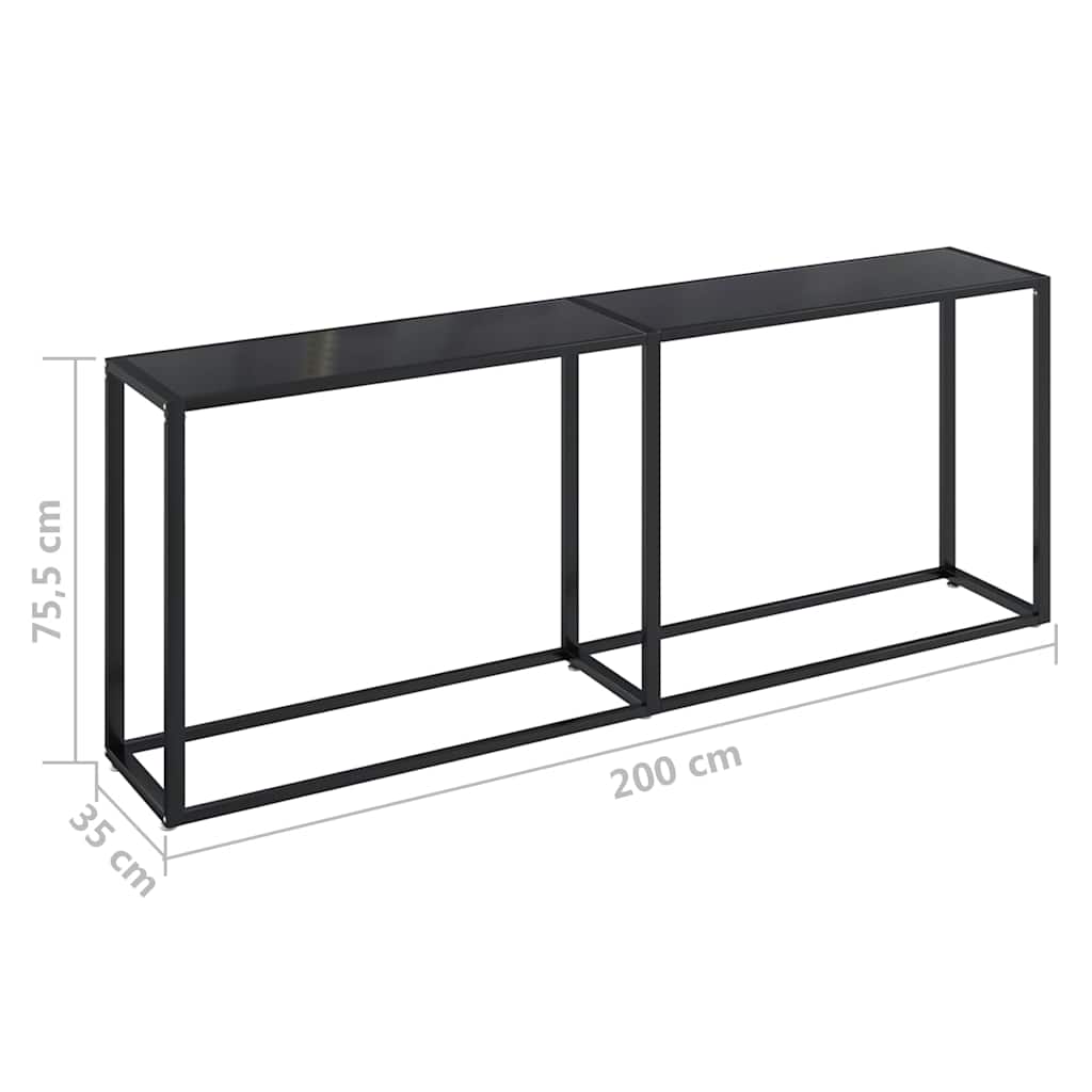 konsolbord 200x35x75,5 cm hærdet glas sort